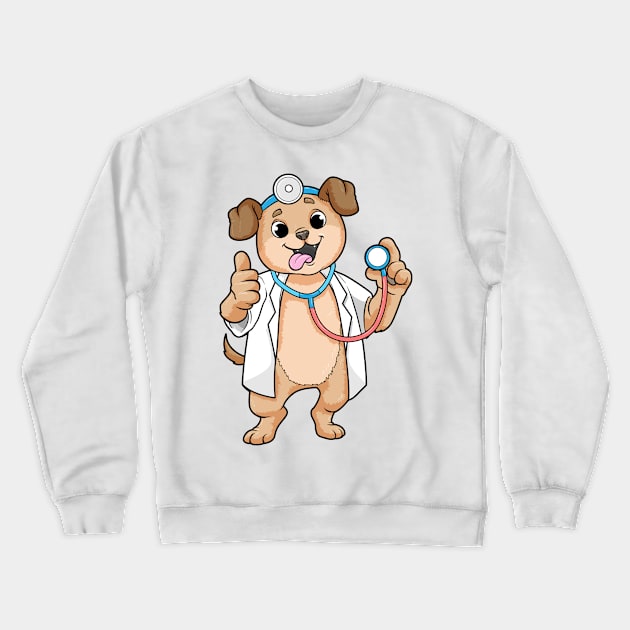 Dog as a Doctor with a Stetoskophe Crewneck Sweatshirt by Markus Schnabel